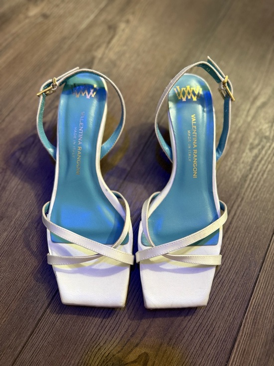 Valentina Rangoni Vulcano Satin Heels White Made In Italy Designer Women’s 9 EUC
